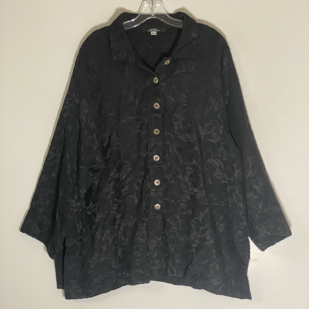 Haldora Rhinebeck New York Top Womens OS Black Floral Blouse Quiet Luxury Classy